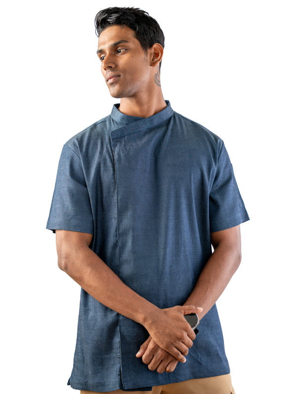 Asymmetric Placket Shirt in Chambray