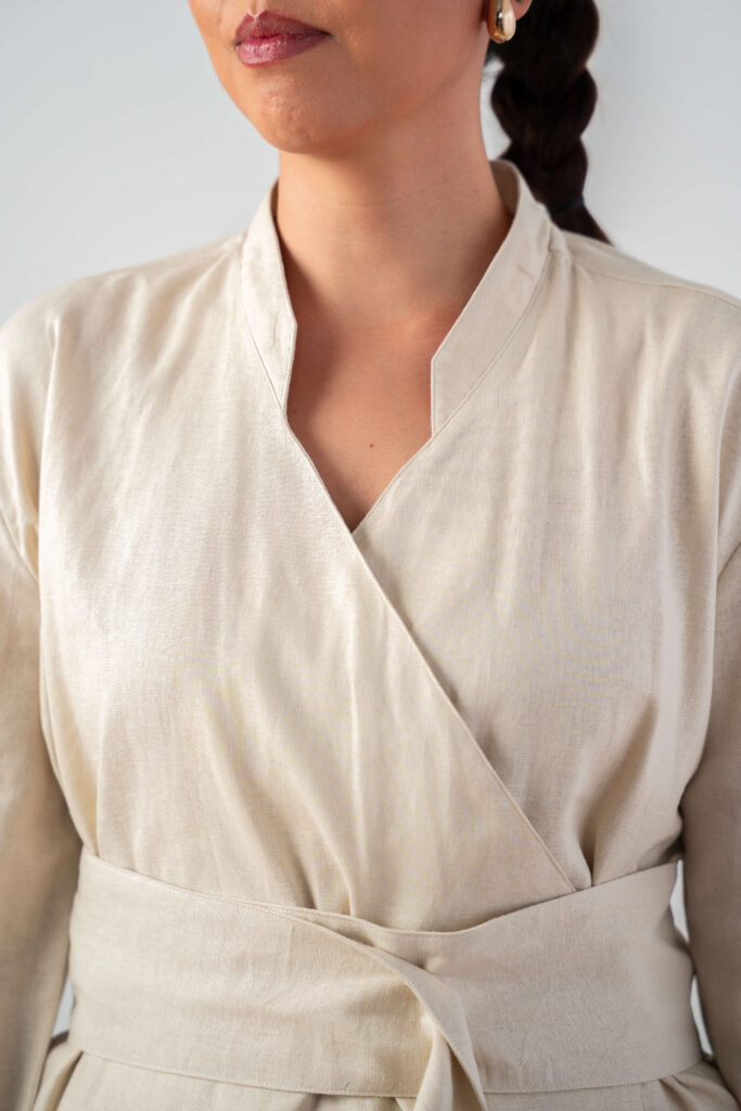 natural linen wrap-tie jacket
